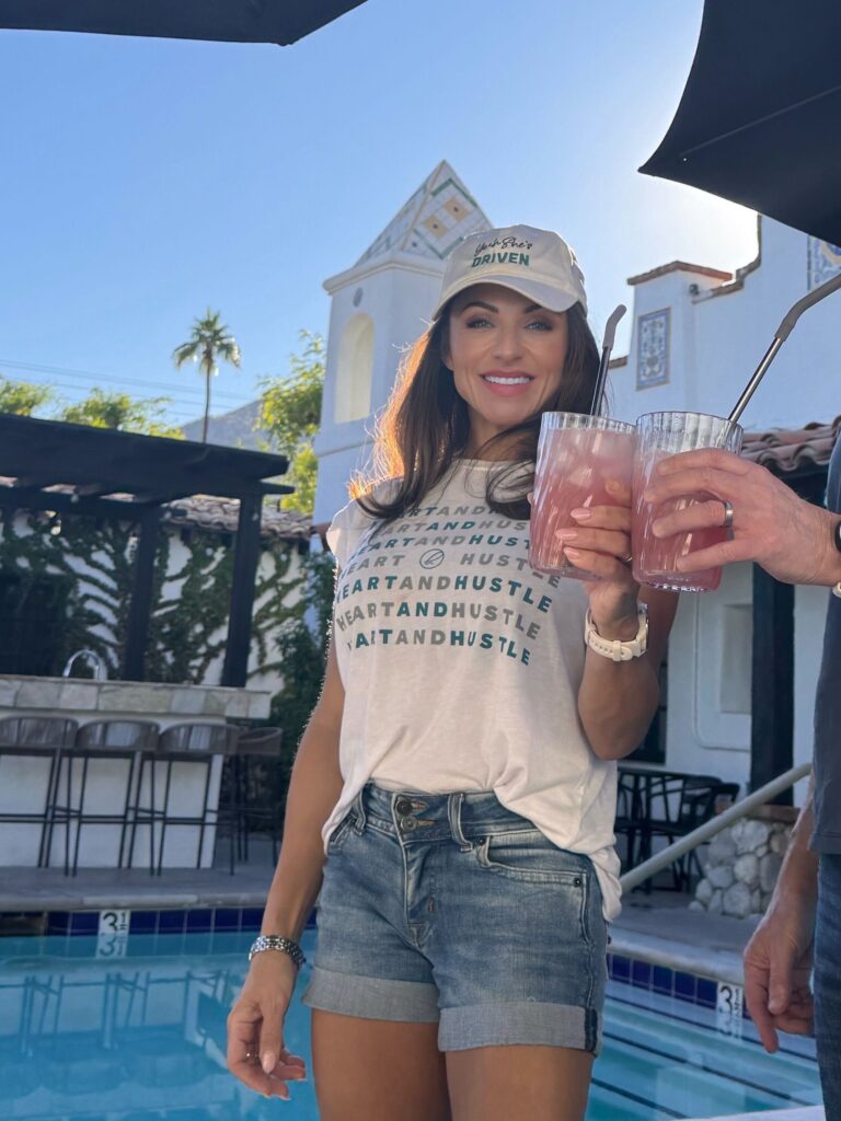 Jessica holding a drink